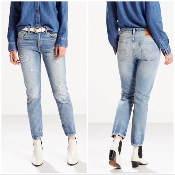 NEW Levi’s 505C Jeans Distressed Denim Orange Tab $158 - Picture 1 of 6